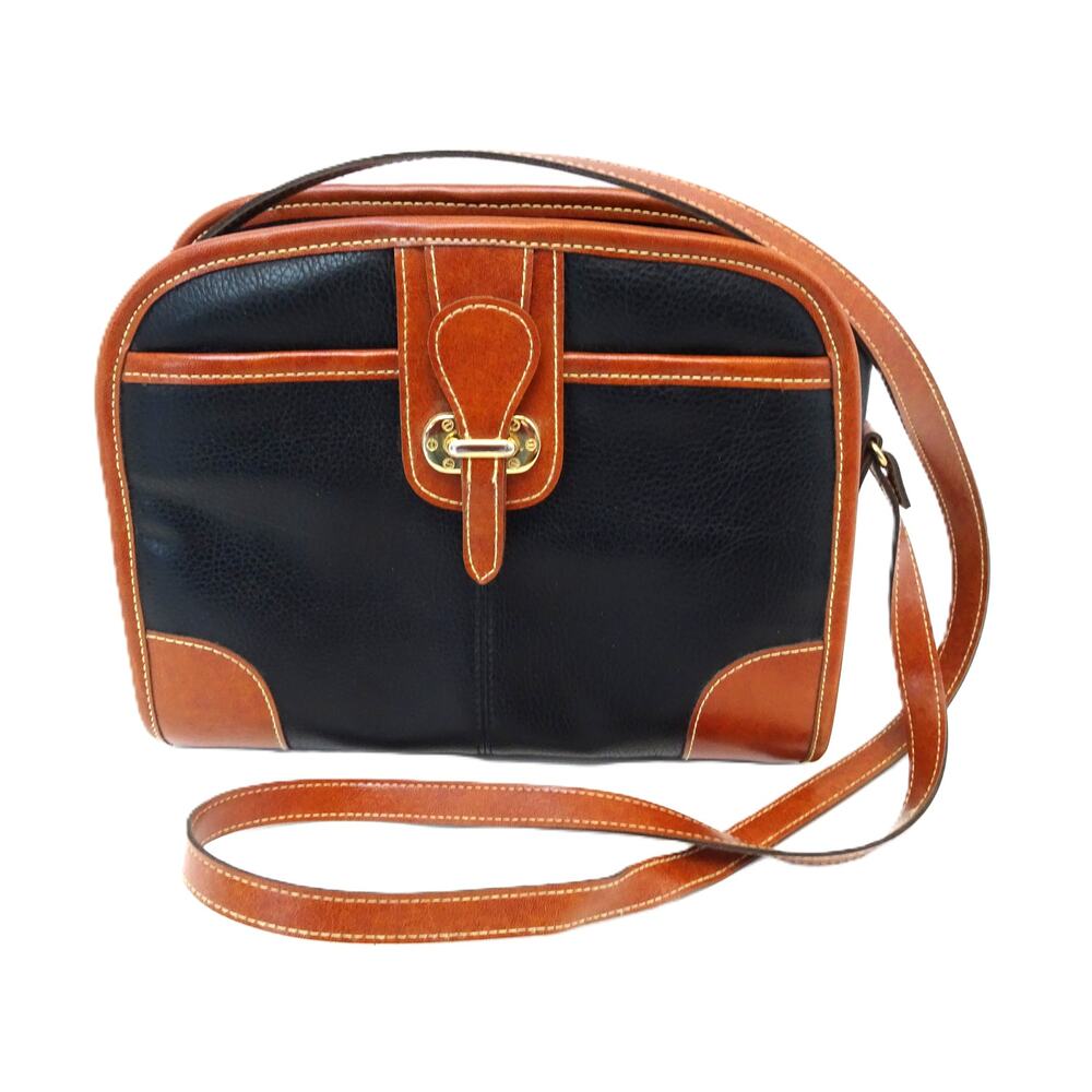 Vintage Jackson Purse Black Crossbody Brown Accents